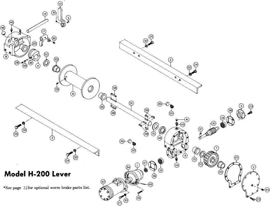 Ramsey Winch Hydraulic 200 Series Lever Parts Diagram