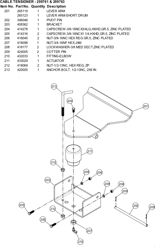 Ramsey Winch HDP-35000 Cable Tensioner Parts Diagram