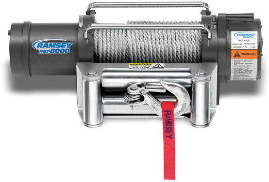 Ramsey Winch - REP 8000 R, 12V, CE, with 12 ft. wire pendant.