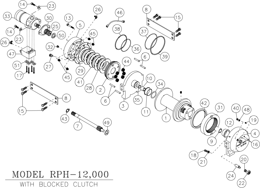 Ramsey Winch RPH 12000 Parts - Blocked Clutch Diagram