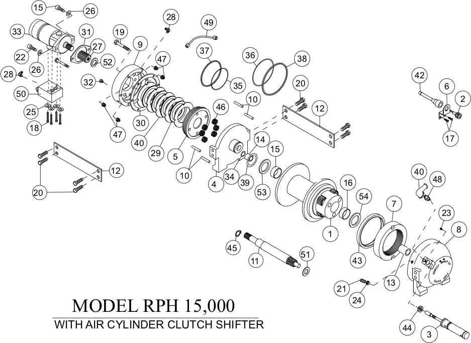 Ramsey Winch RPH-15000 Parts Diagram - Manual Shift