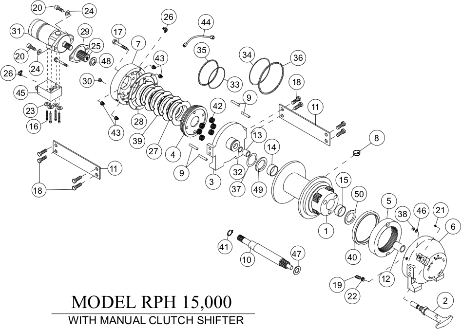 Ramsey Winch RPH-15000 Parts Diagram - Manual Shift