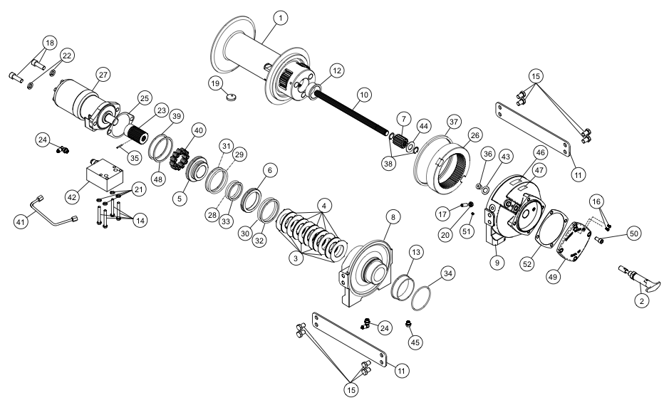 Ramsey Winch RPH 42.2 Parts Diagram - Manual Shift