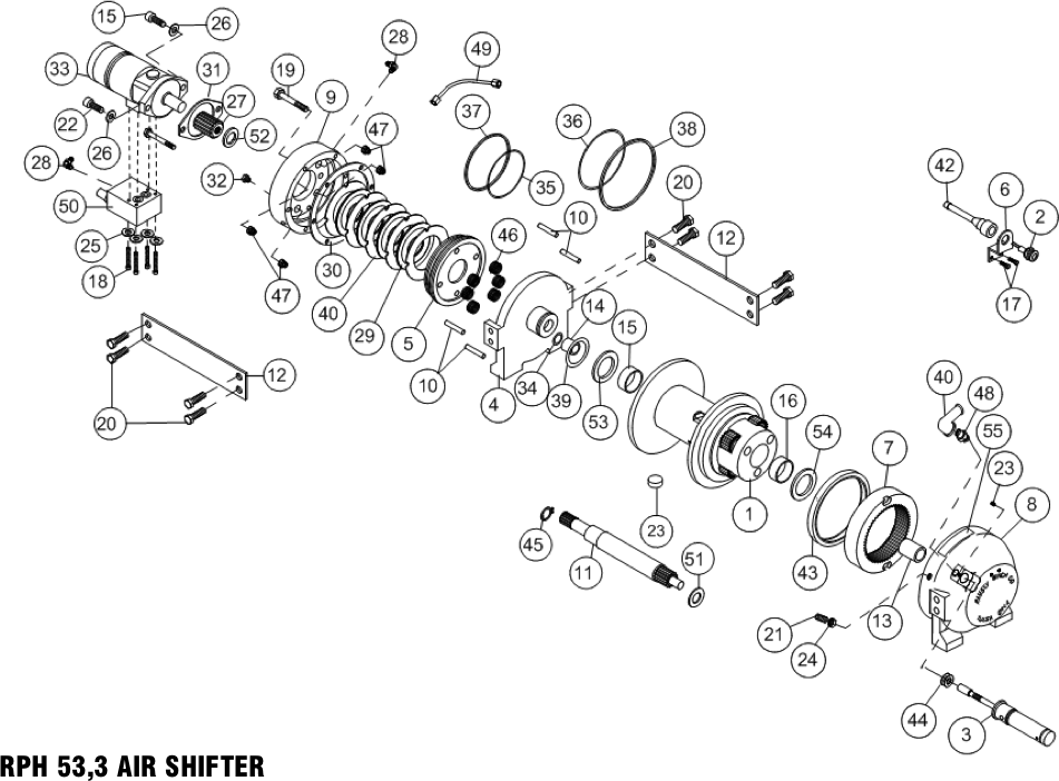 Ramsey Winch RPH-53,3 Parts Diagram - Air Shift
