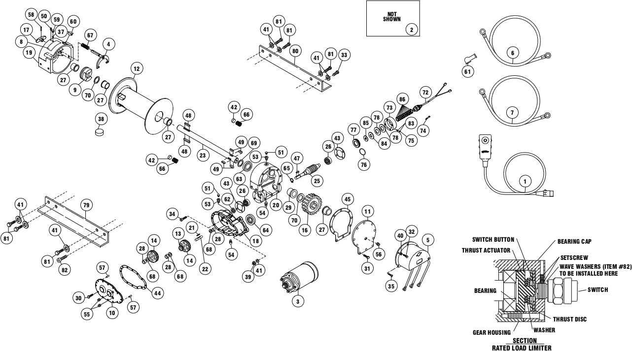 Ramsey Winch Electric DC-34,9 DCY-34,9 Parts Diagram