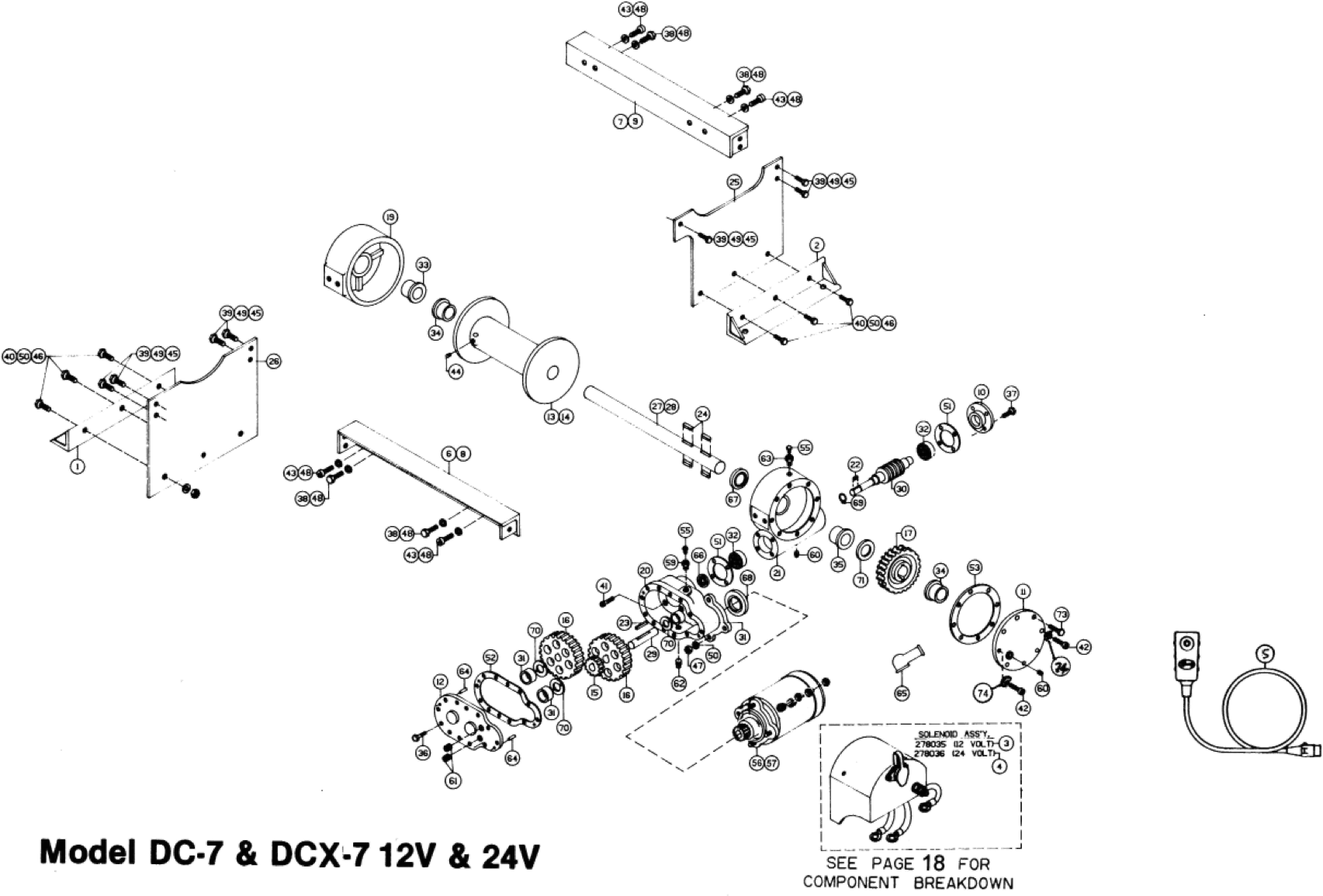 Ramsey Winch Electric DC-7 DCX-7 Parts Diagram