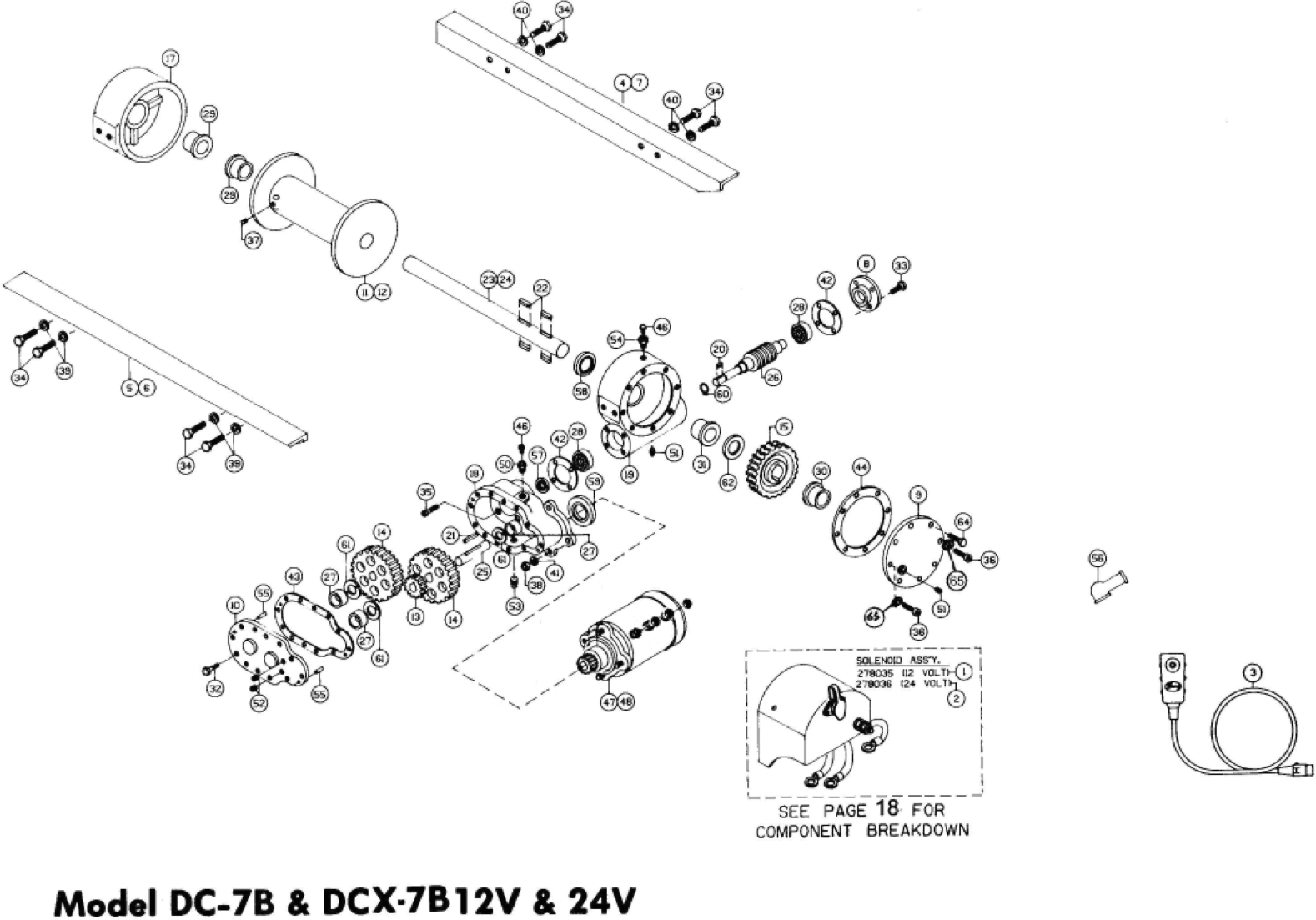 Ramsey Winch Electric DC-7 DCX-7 Parts Diagram