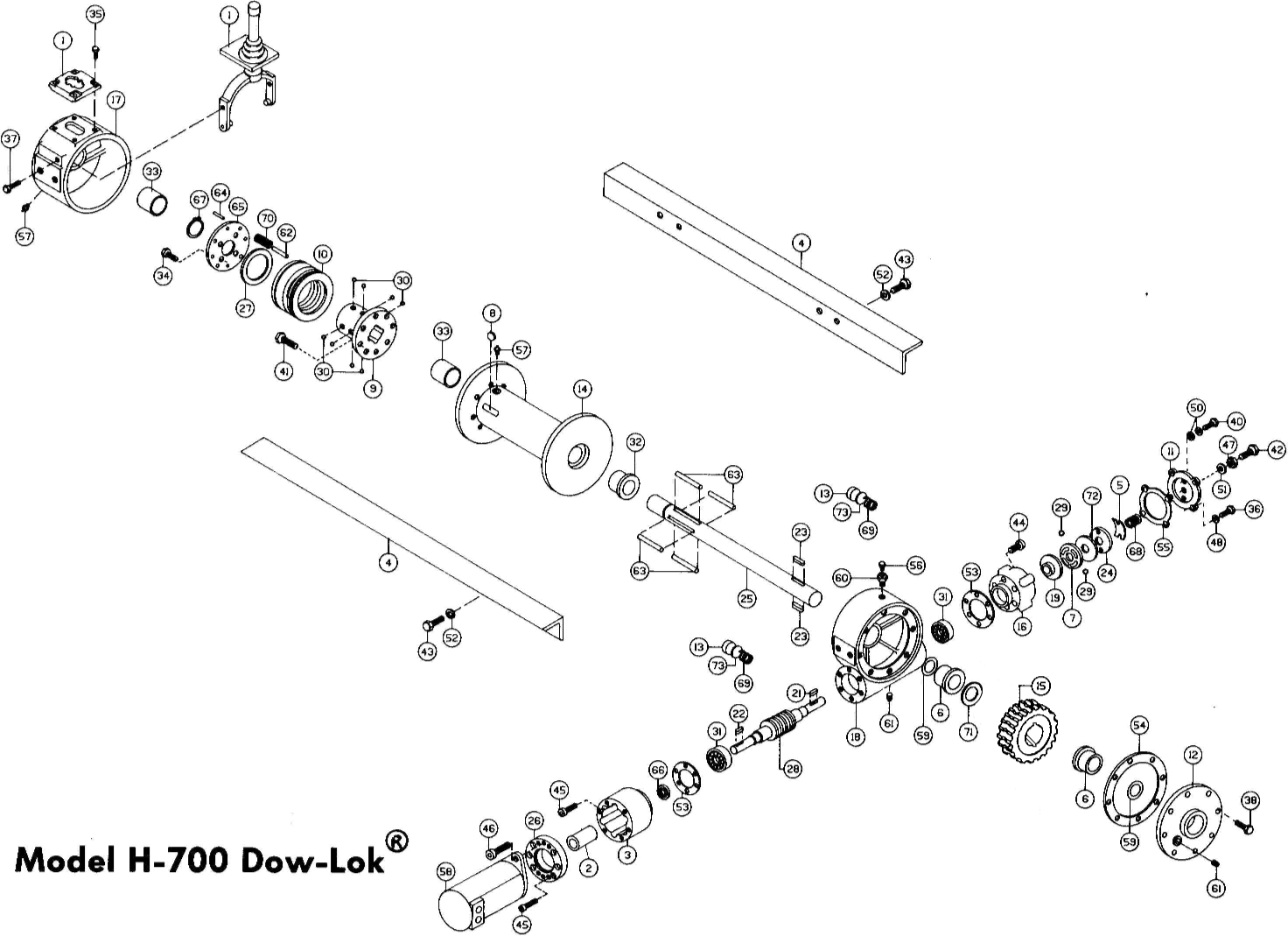 Ramsey Winch Hydraulic H-700 and HX-700 Parts Diagram