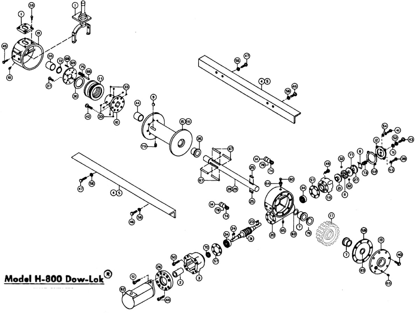 Ramsey Winch Hydraulic H-800 and HY-800 Parts Diagram