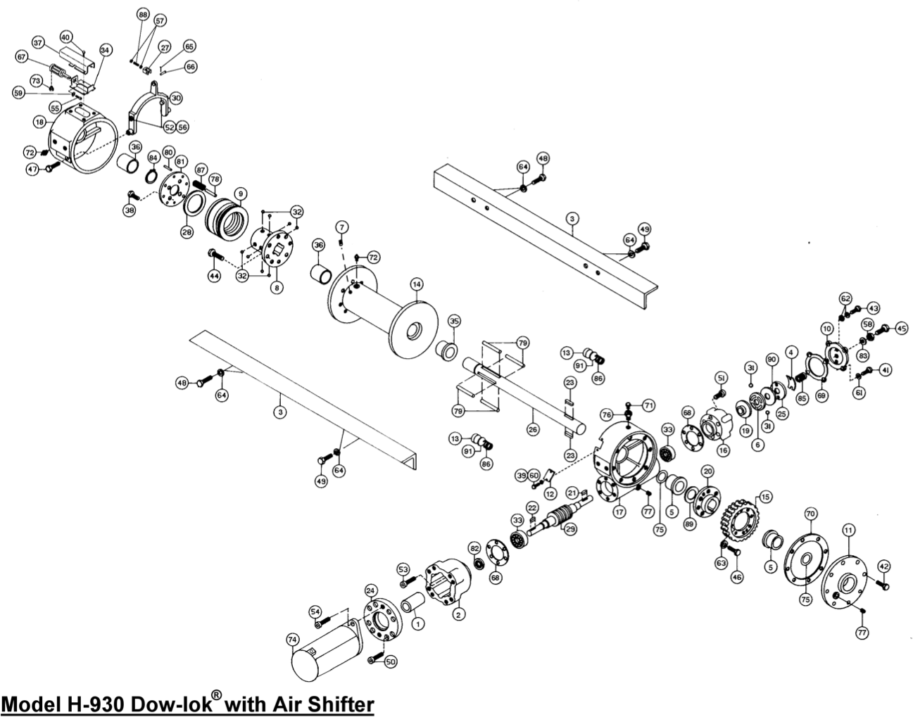 Ramsey Winch Hydraulic H-930 Parts Dow-Lok Diagram