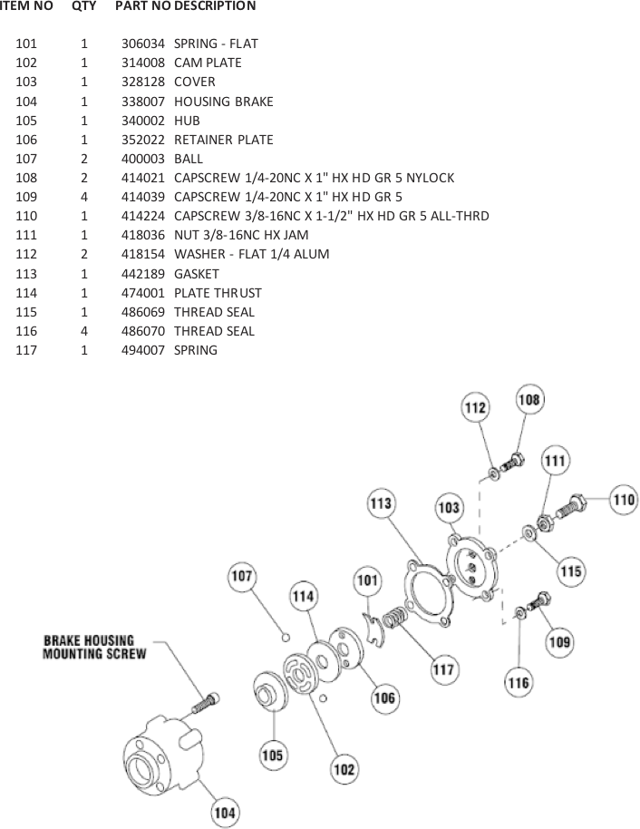 Ramsey Winch Hydraulic 350 Series Parts List