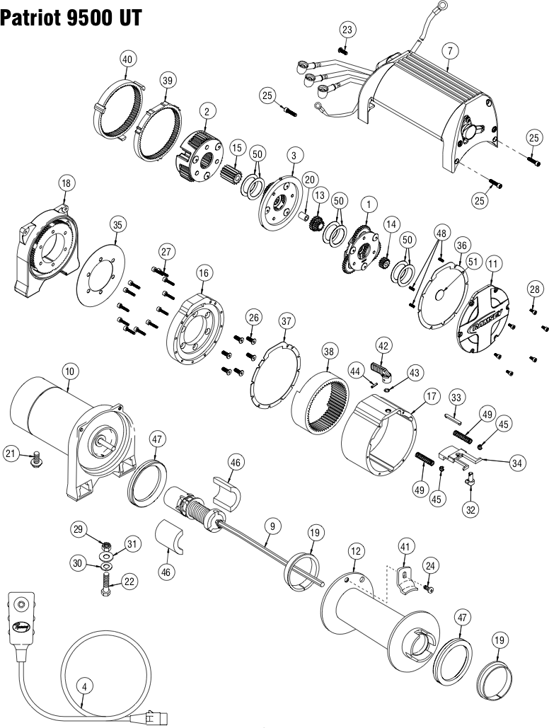 Ramsey Winch Patriot 9500 UT Parts Diagram