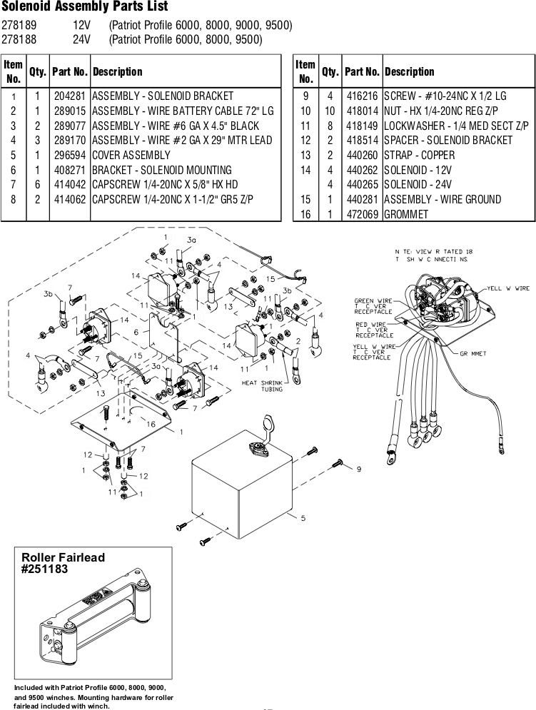 Ramsey Winch Patriot Profile 9000 Parts List