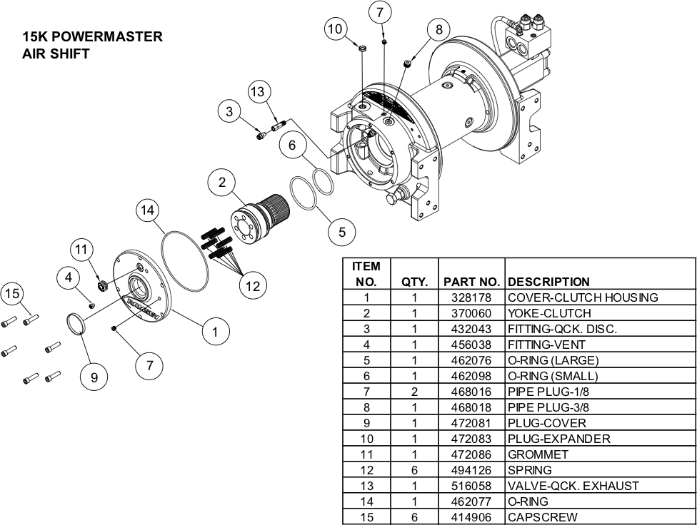 Ramsey Winch POWERMASTER 15000 Air Shift Parts