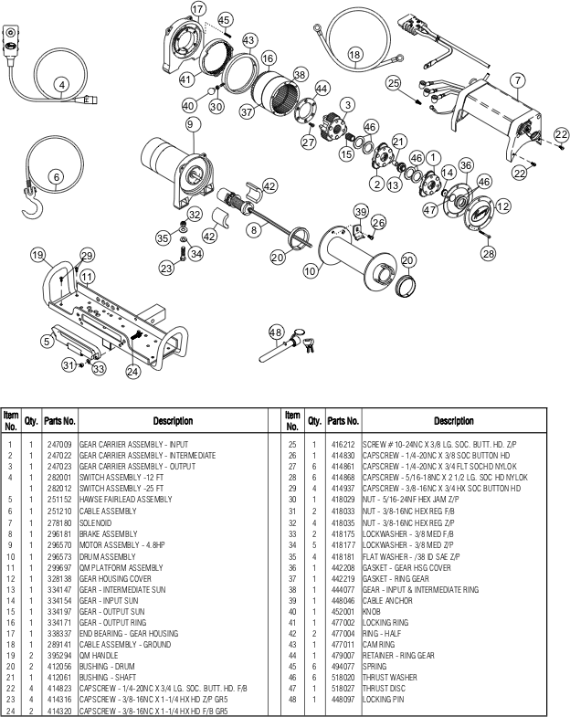 Ramsey Winch QM 9500 Parts Diagram