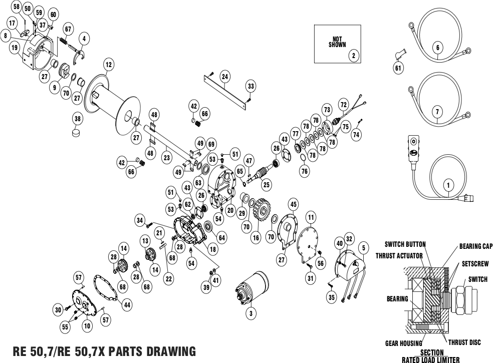 Ramsey Winch Electric RE 50,7 Parts Diagram