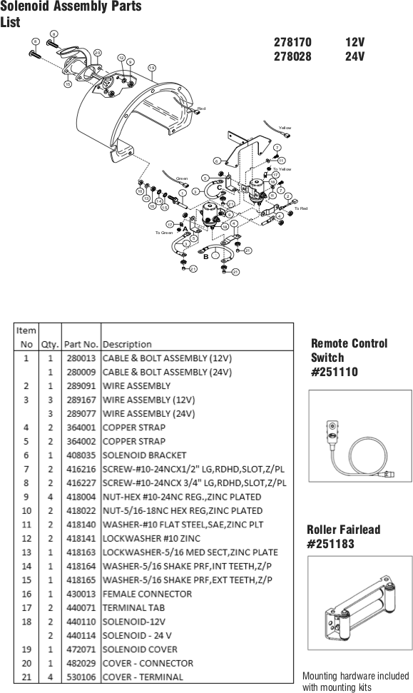 Ramsey Winch Electric RE 50,7 Solenoid Parts Diagram