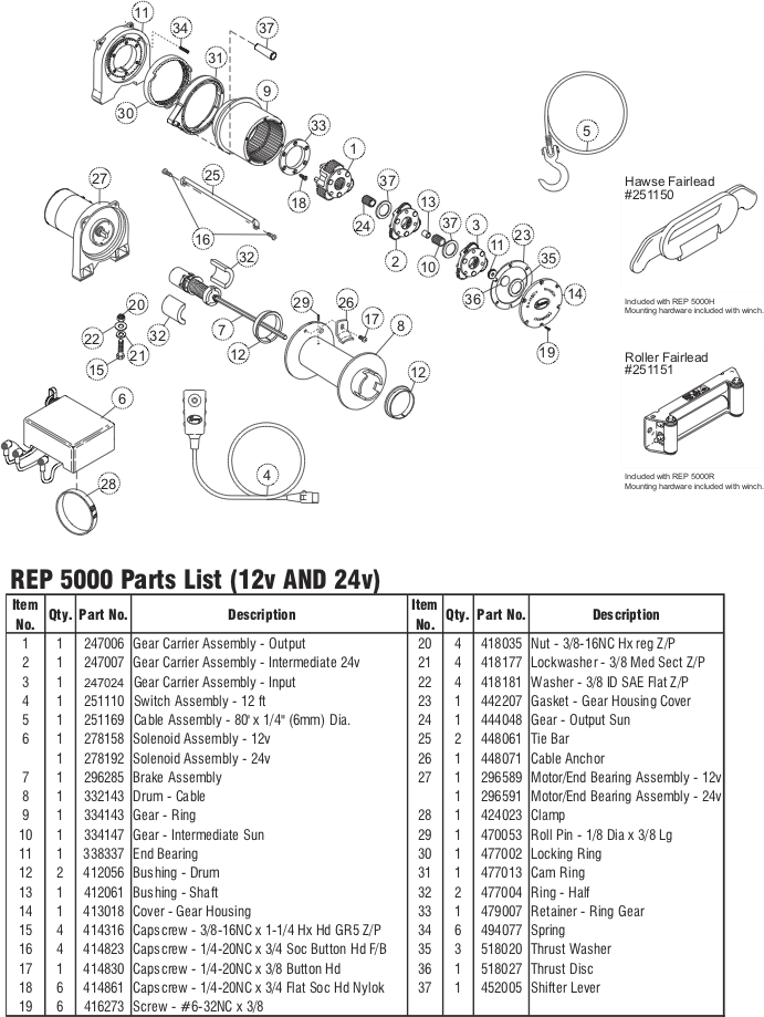 Ramsey Winch REP 5000 Parts Diagram