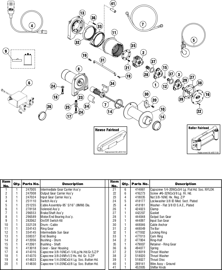 Ramsey Winch REP 8000 Parts Diagram