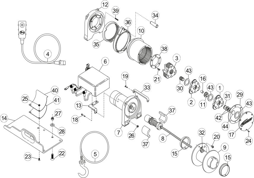 Ramsey Winch TR 5000 Parts Diagram