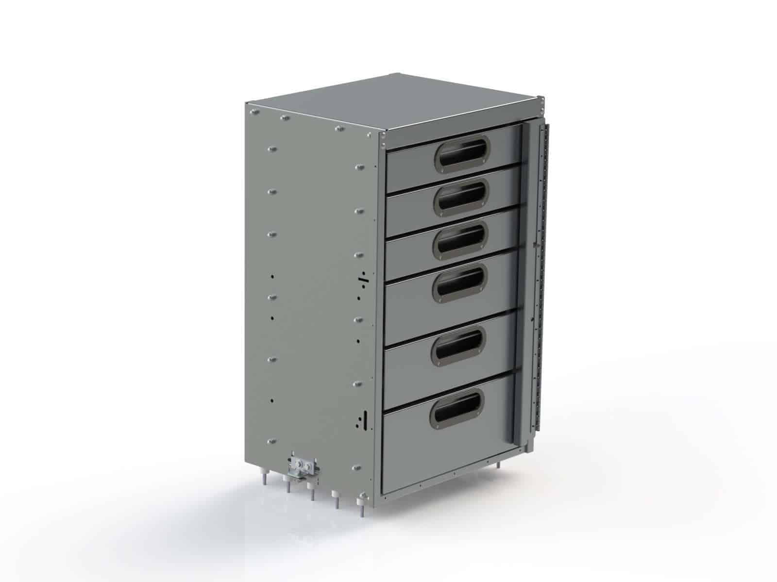 6 Drawer aluminum, 150 lb cap./drawer, 18"d x 24"w x 36"h 50606