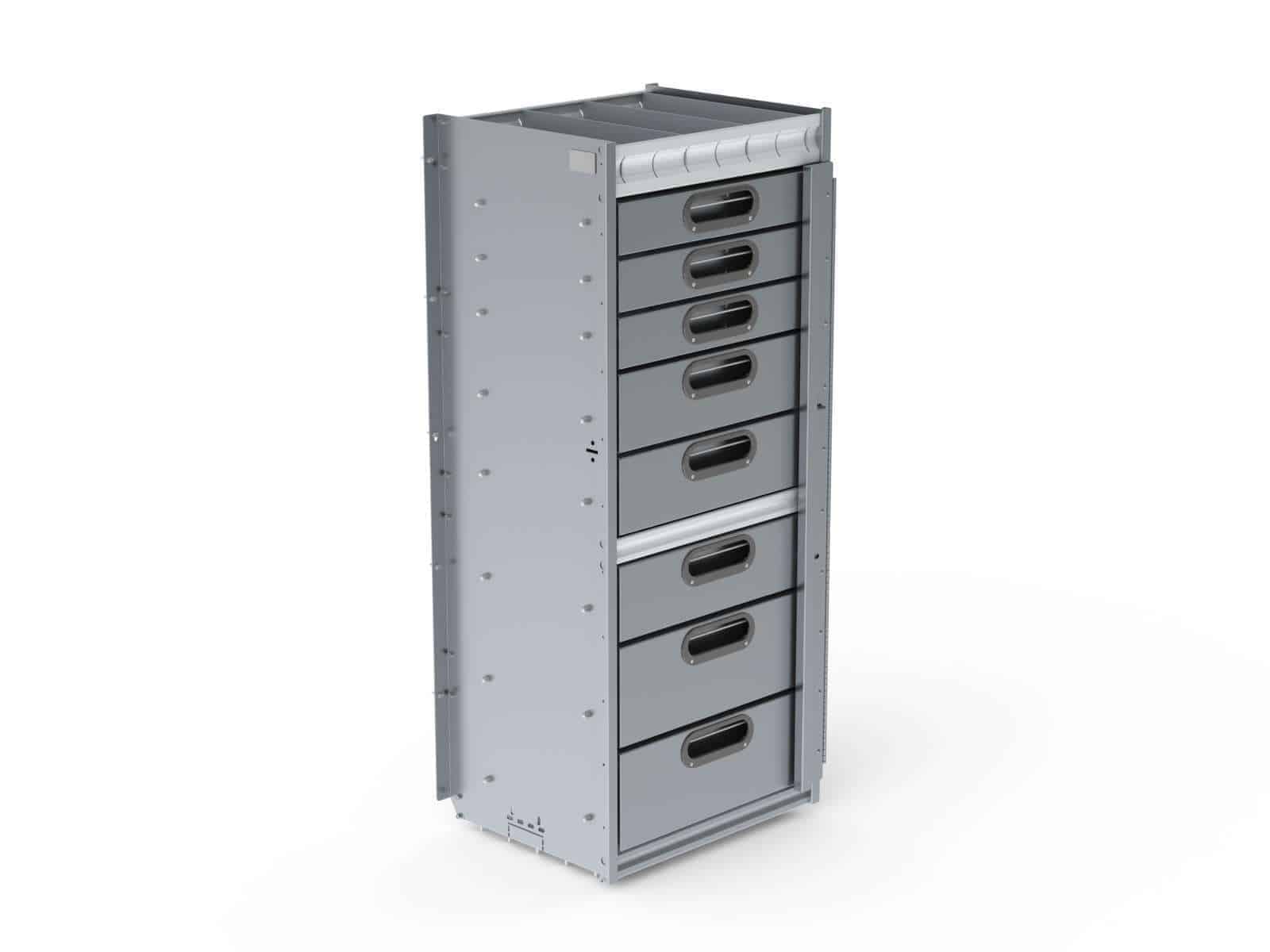 8 Drawer aluminum, 150 lb cap./drawer, 19"d x 24"w x 56"h 50658