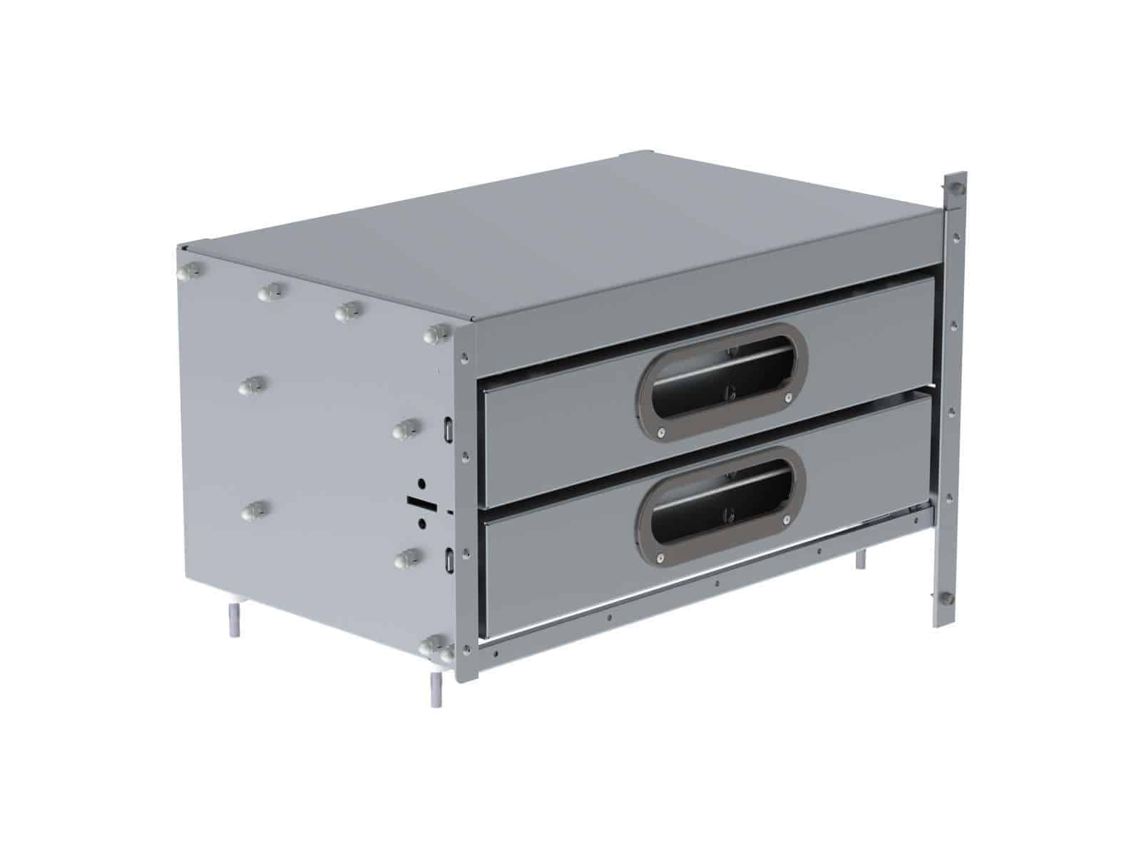 2 Drawer aluminum, 150 lb cap./drawer, 14"d x 24"w x 12"h 50692