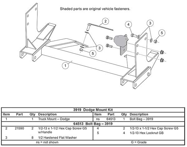 Western Mount Kit Diagram For Part 3919