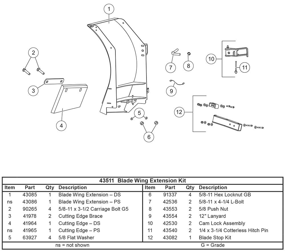 Fisher Wing Cutting Edge Driver Side 41964