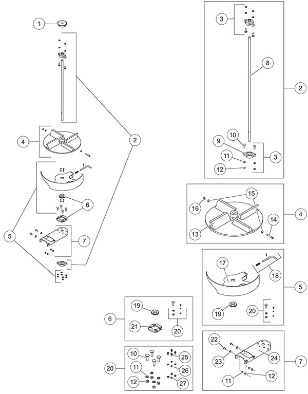 Fisher Steel-Caster Spinner Shaft, Spinner & Shutter Assemblies