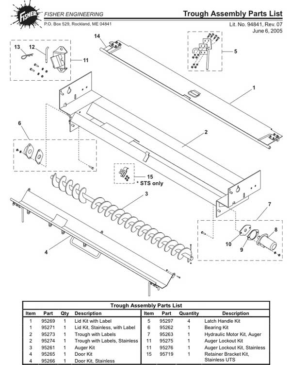 FISHER UNDER TAIL GATE TROUGH PARTS DIAGRAM