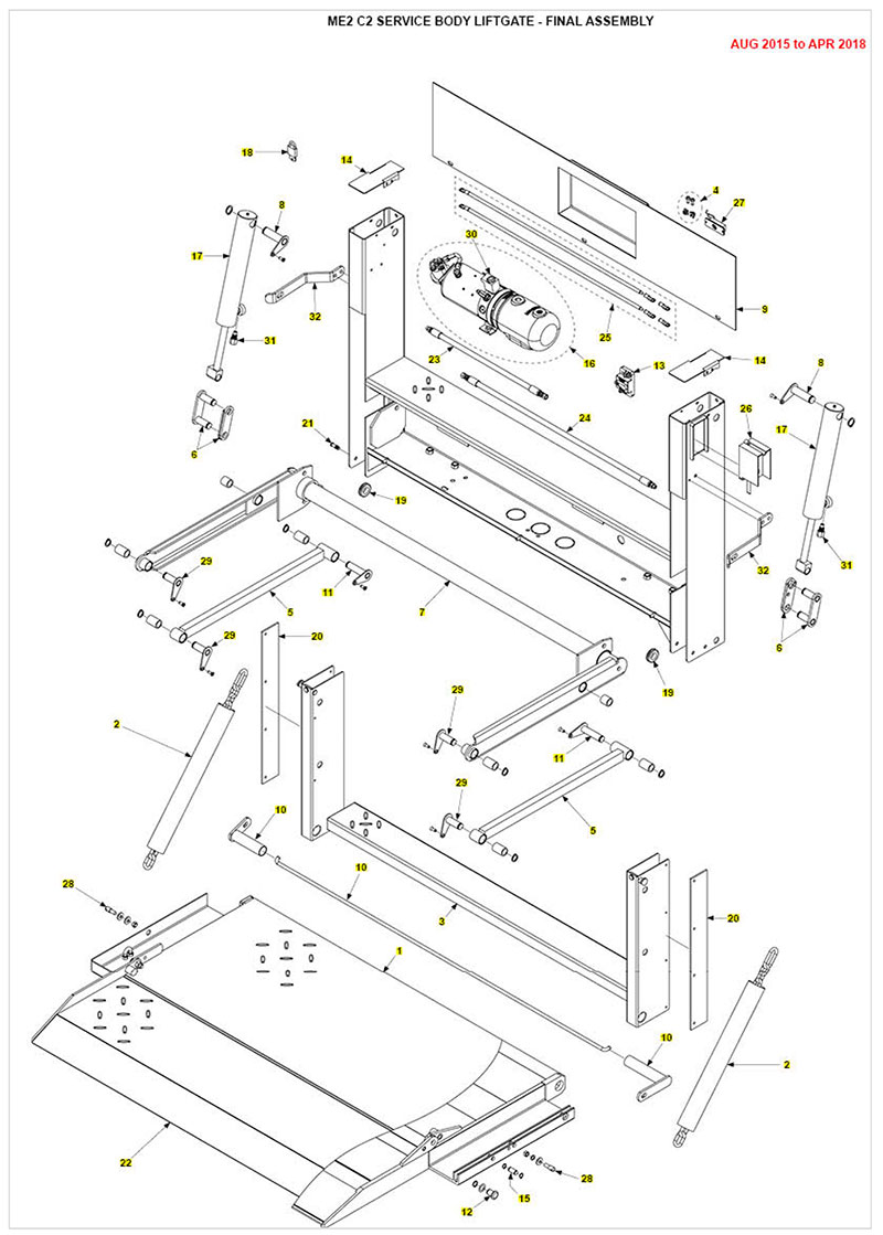 me2 service body liftgate parts diagram