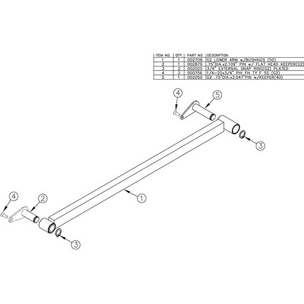 Lower Arm w/Pins & Bushings