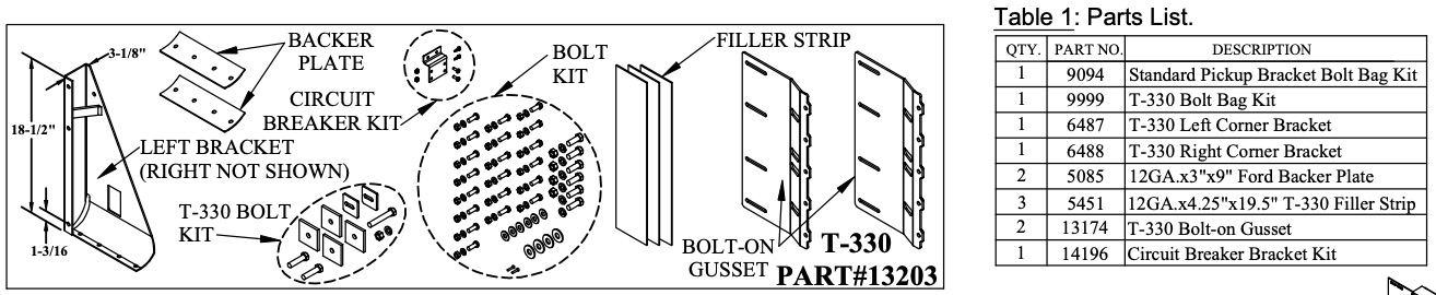 TOMMY GATE BRACKET KIT T-330 / G-330