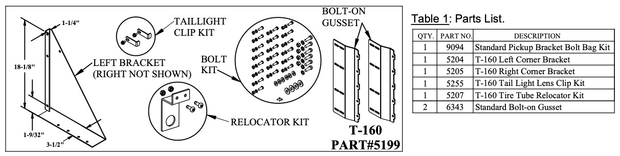 TOMMY GATE BRACKET KIT T-160 / G-160