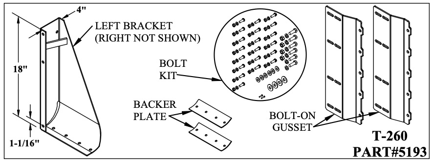 TOMMY GATE BRACKET KIT T-260 / G-260