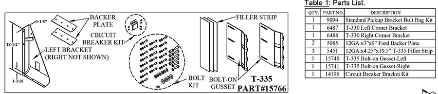 TOMMY GATE BRACKET KIT T-335 / G-335