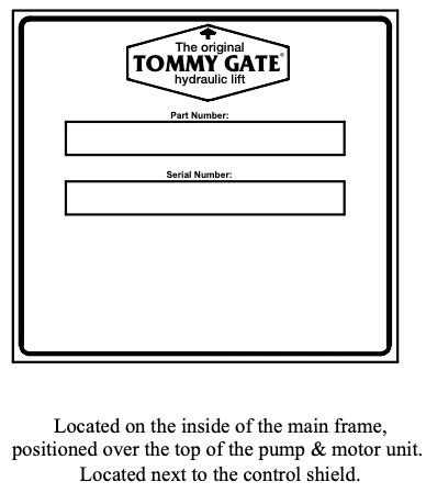 Tommy Gate Serial Number