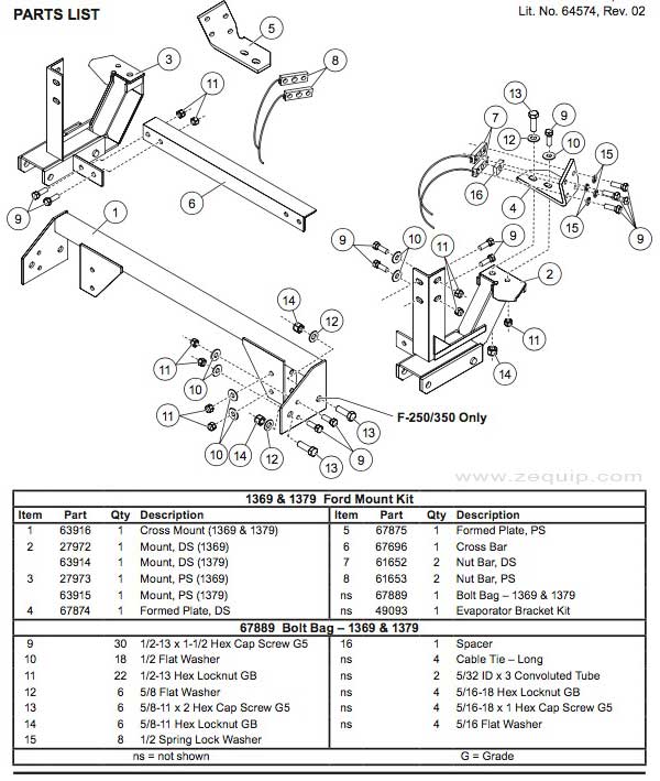 Western Mount Kit Diagram For Part 1369-1379