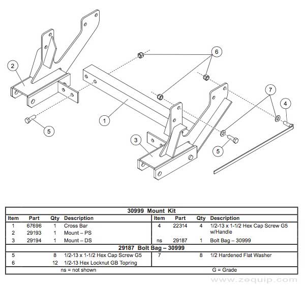 Western Mount Kit Diagram For Part 30999