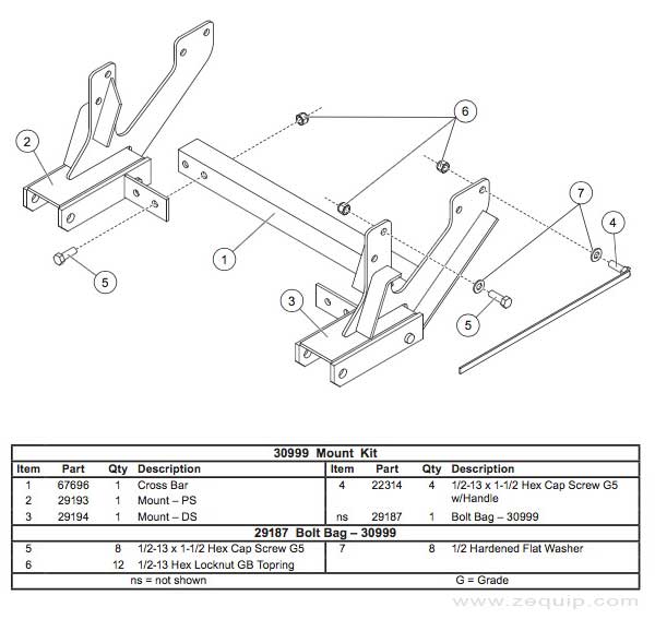 30999 Western Snow Plow Mount Kit Parts Diagram