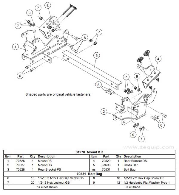 Western Mount Kit Diagram For Part 31270