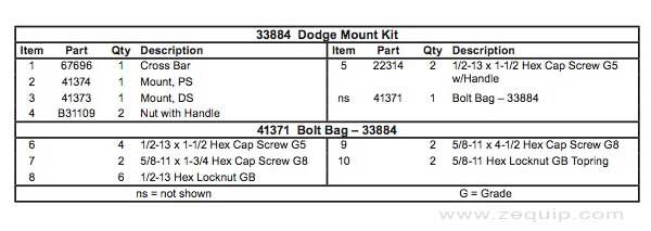 33884 Parts List