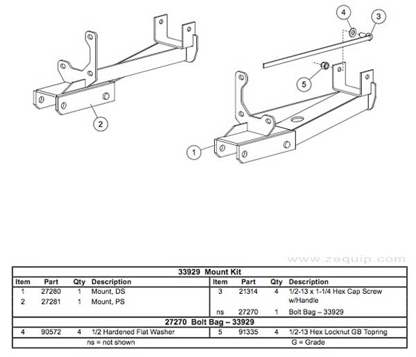 33929 Western Snow Plow Mount Kit Parts Diagram