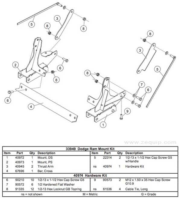 Western Mount Kit Diagram For Part 33949