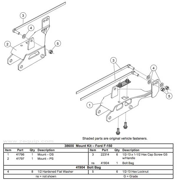 Western Mount Kit Diagram For Part 38600