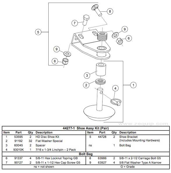 44277-1 Western Shoe Kit Diagram