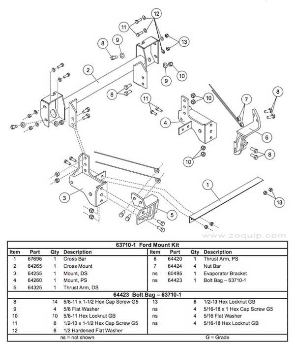 Western Mount Kit Diagram For Part 63710-1