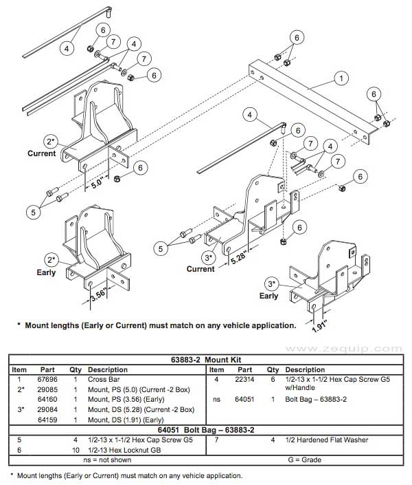 Western Mount Kit Diagram For Part 63883-2