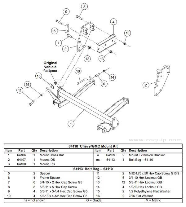 Western Mount Kit Diagram For Part 64110